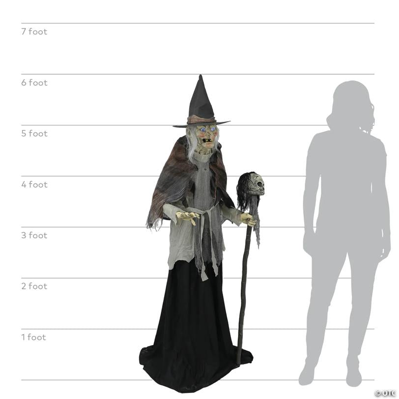 6' Lunging Witch With Digital Eyes Animated Pro - image 3