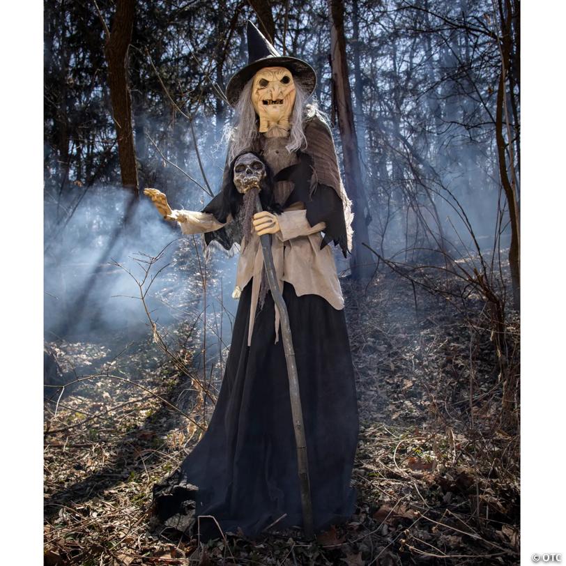 6' Lunging Witch With Digital Eyes Animated Pro - image 2
