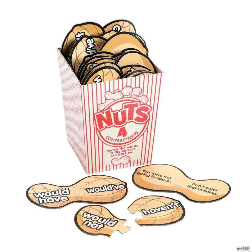 6" Peanut-Shaped Cardboard Contraction Puzzles - Set of 50