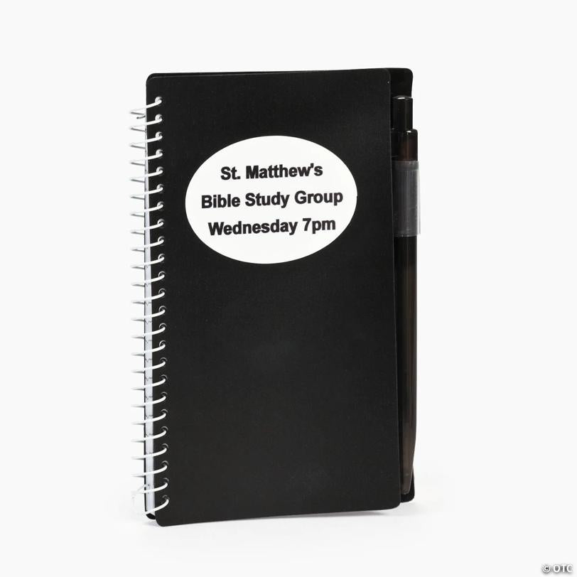 6" Personalized Black Spiral Paper Notebooks with Pens - 12 Pc. | Elite Festo