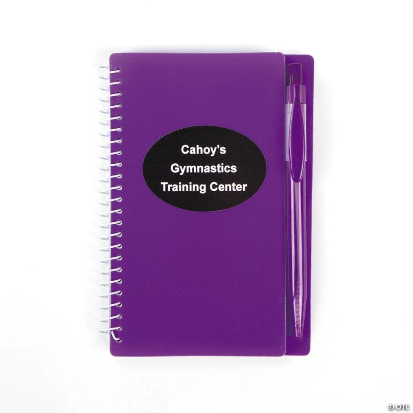 6" Personalized Purple Spiral Paper Notebooks with Pens - 12 Pc. | Elite Festo