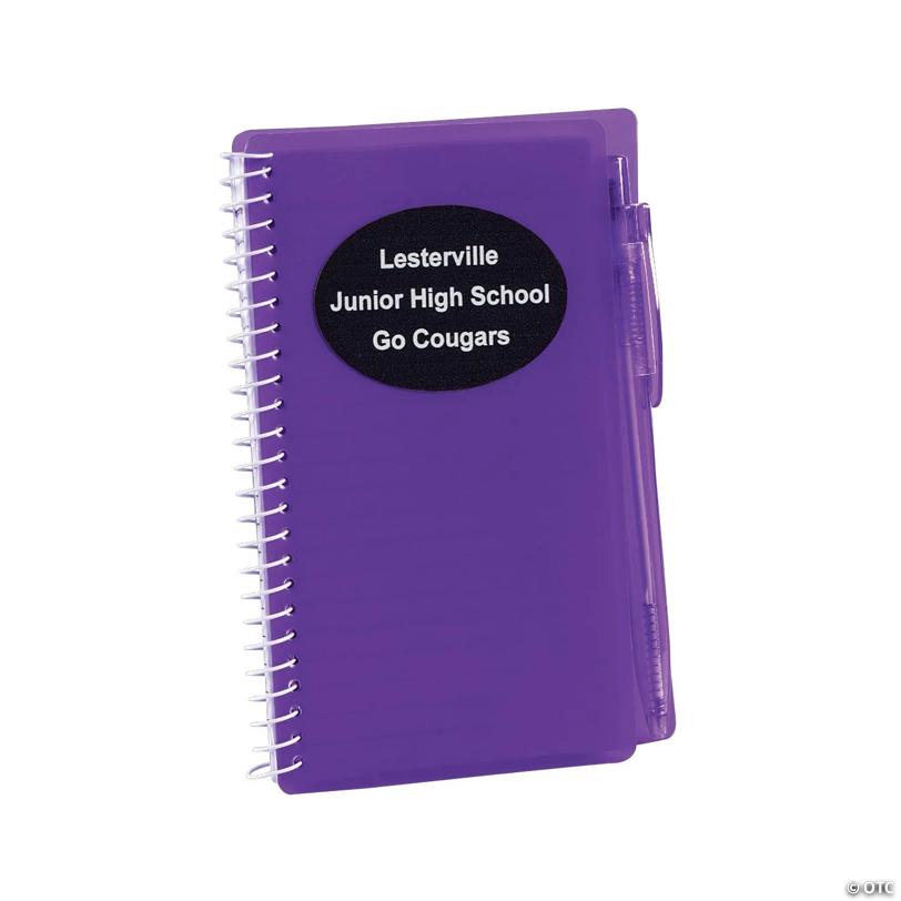 6" Purple Spiral Paper Notebooks with Black Ink Pens - 12 Pc. | Elite Festo