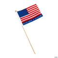 6" x 4" Small Memorial Day Cloth Flags on Wooden Sticks - 12 Pc.