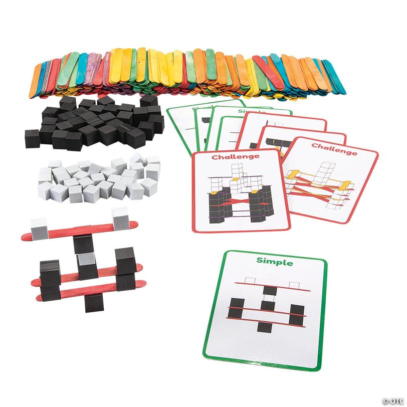 6" x 9" STEM Foam Cube and Craft Stick Building Set - 484 Pc.