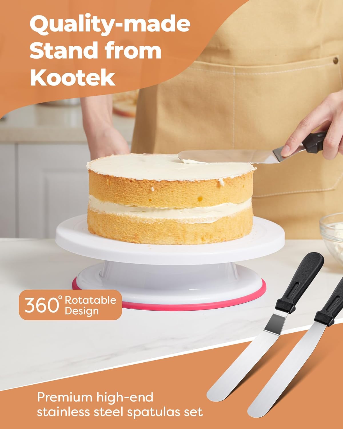 Kootek 700pcs Cake Decorating Kit, Baking Supplies with Springform Pans, Cake Turntable for Decorating, Piping Tips Set, Pastry Bags