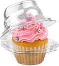 Individual Single One Plastic Cupcake Containers Holder Carrier, Holds 1 cupcake - BPA Free Clear Plastic