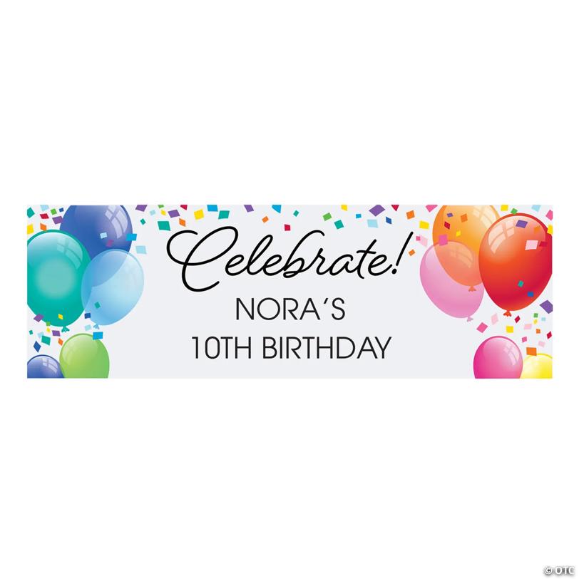 72" x 23" Personalized Celebrate Balloon Banner - Medium