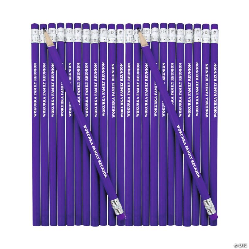 7 1/2" Personalized 1-Line Message Purple Wooden Pencils - 24 Pc. | Elite Festo