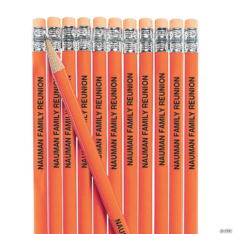 7 1/2" Personalized Orange Solid Color Wood Pencils - 24 Pc. | Elite Festo