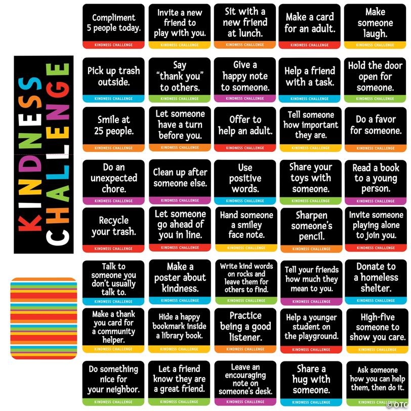 7 1/4" - 13" Mini Kindness Challenge Cardstock Classroom Bulletin Board Set - 42 Pc.