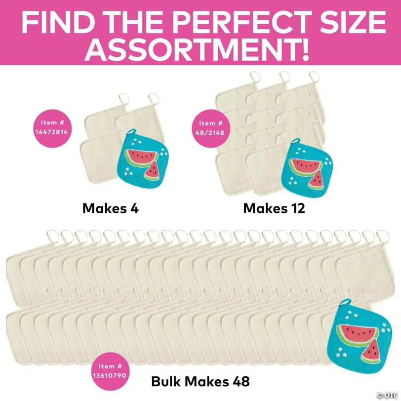 7 3/4" Bulk 48 Pc. DIY Design Your Own Canvas Pot Holder Crafts