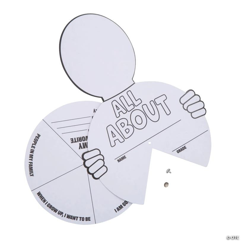 7 3/4" x 11 1/4" Color Your Own All About Me Paper Wheels - 12 Pc.