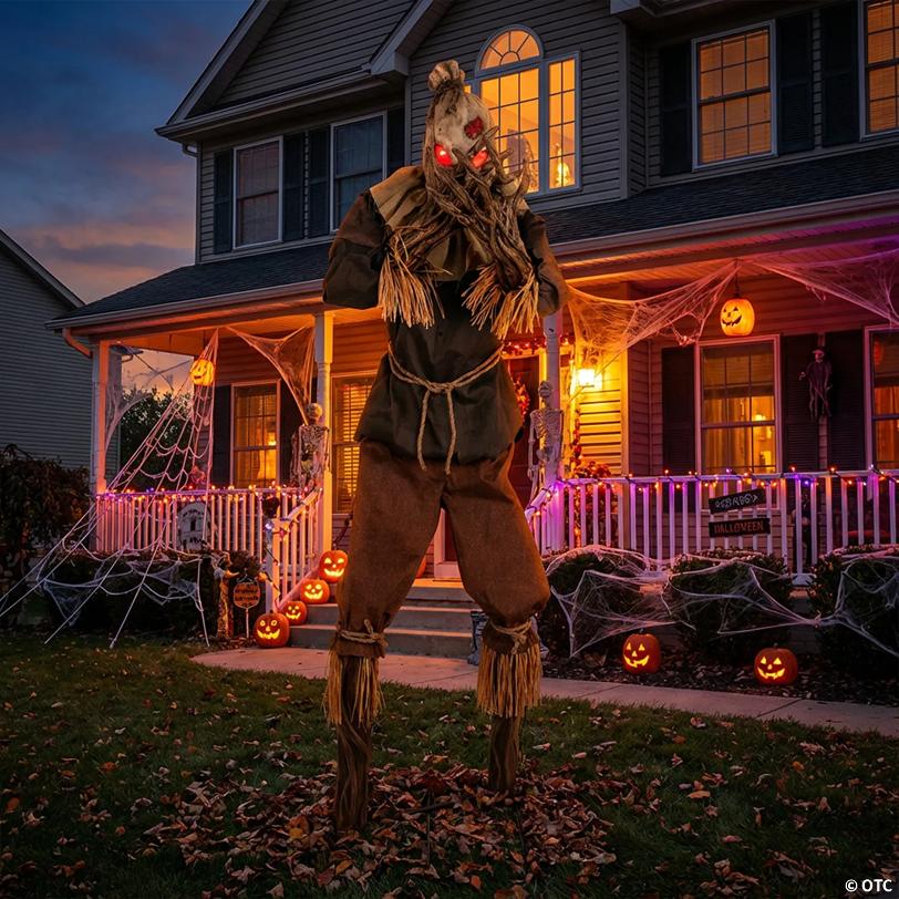 7 Ft. Animated Light-Up Grim Stalker Scarecrow Halloween Decoration
