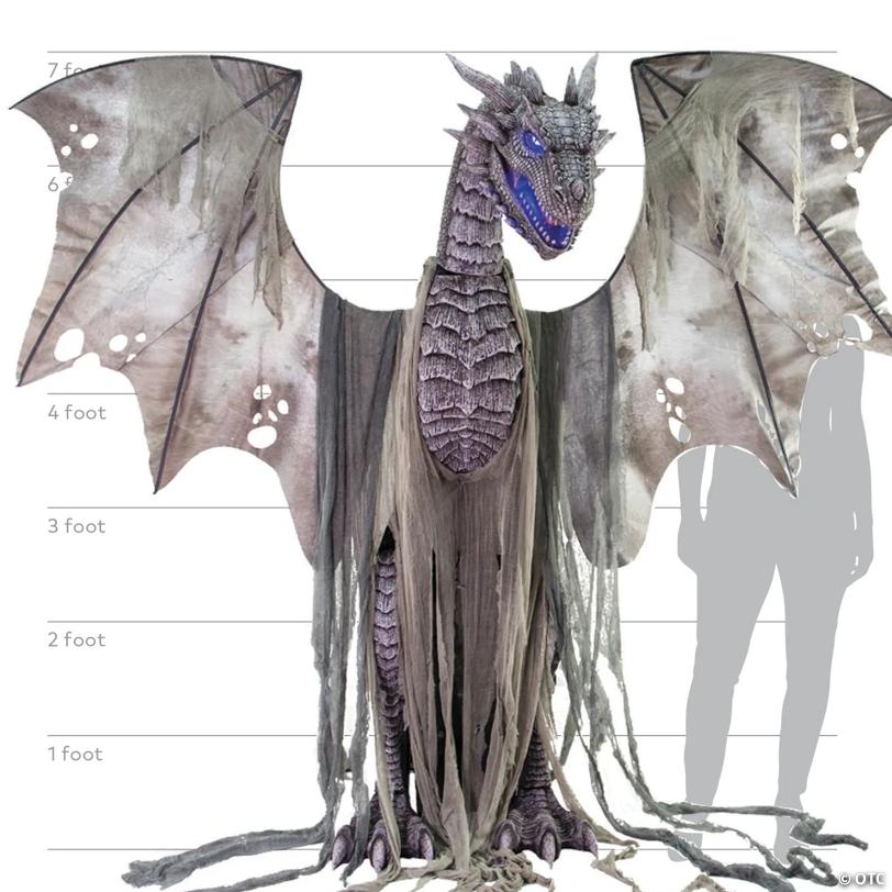 7 Ft. Animated Winter Dragon Metal Halloween Decoration with Volume Control - image 5