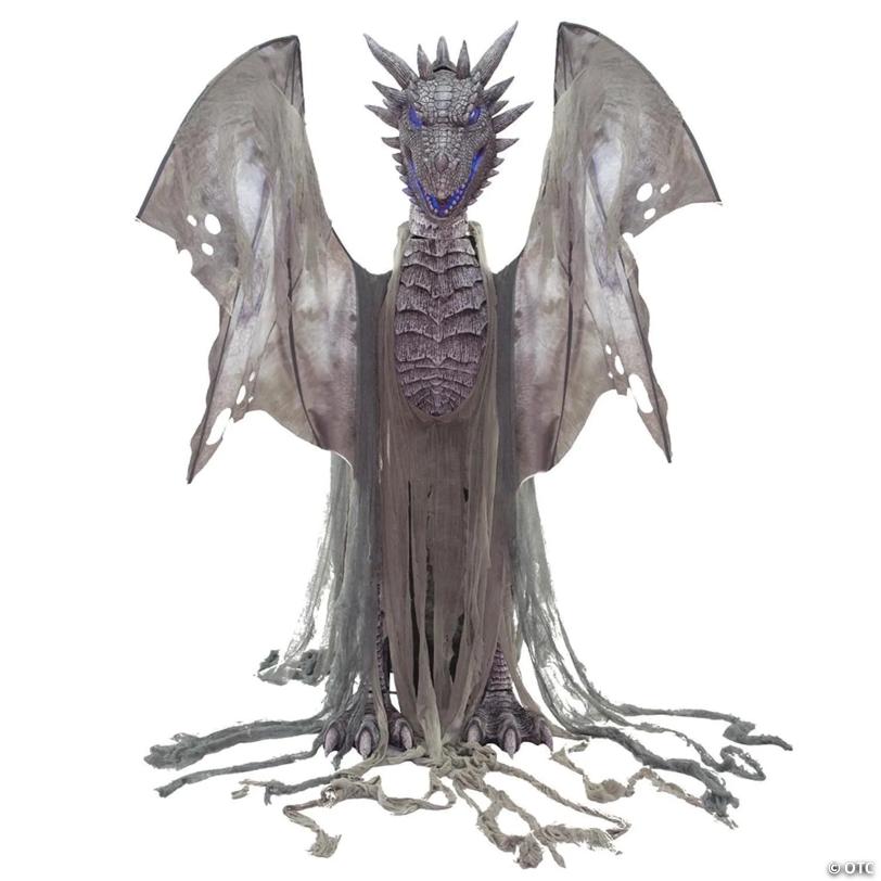 7 Ft. Animated Winter Dragon Metal Halloween Decoration with Volume Control - image 2