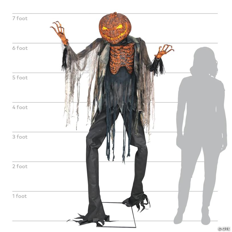 7 Ft. Scorched Scarecrow Animated Prop Standing Halloween Decoration - image 3