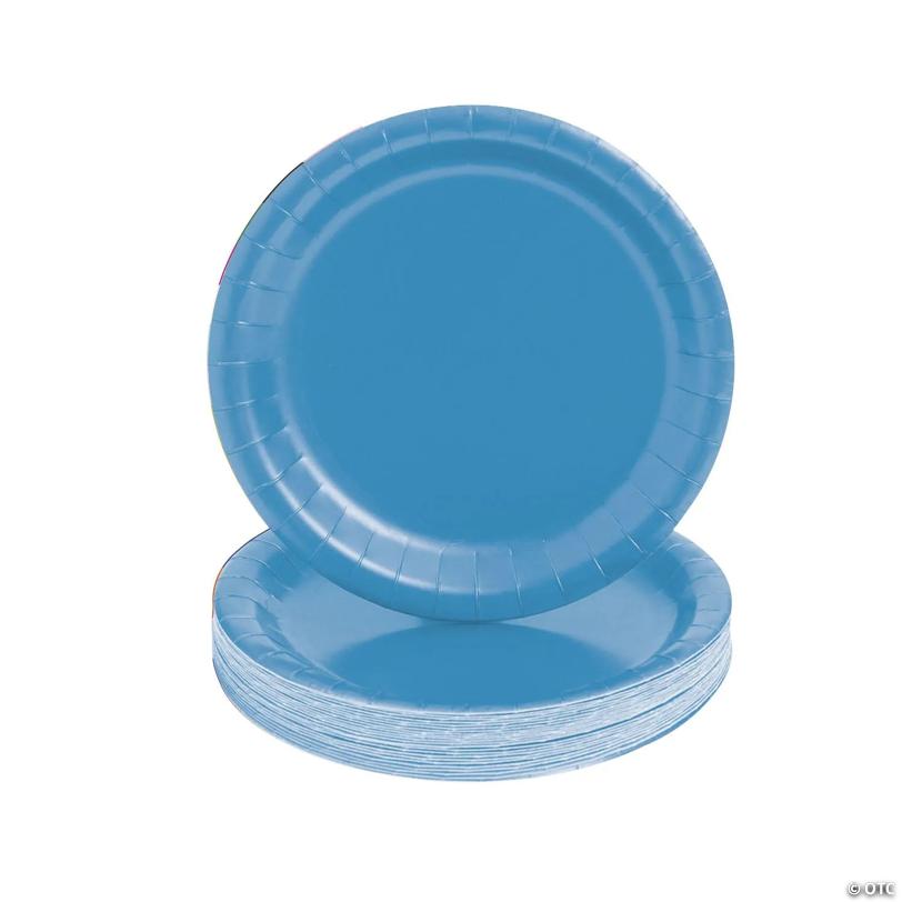 7" Solid Color Round Disposable Paper Dessert Plates - 24 Ct.