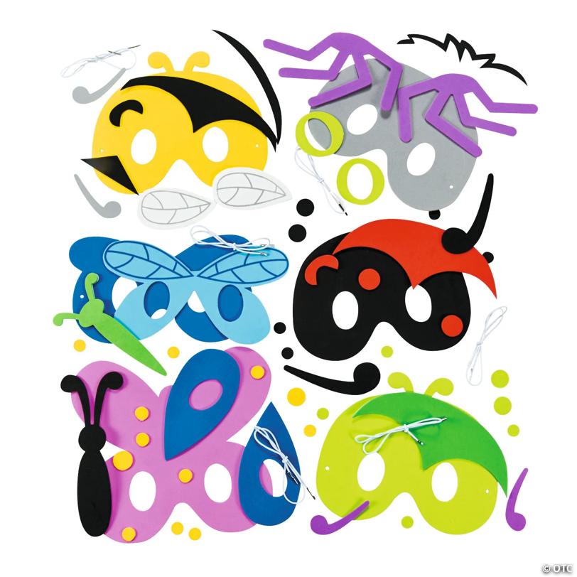 7" - 8" Bulk Bright Color Bug Mask Foam Craft Kits Assortment - Makes 48