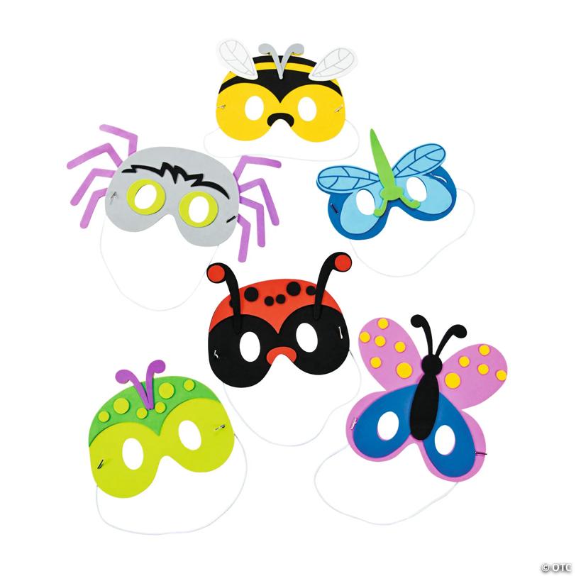 7" - 8" Bulk Bright Color Bug Mask Foam Craft Kits Assortment - Makes 48