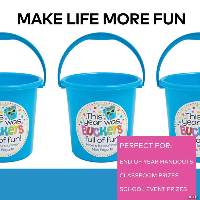 7" x 7" Personalized Buckets of Fun Plastic Sand Buckets – 12 Pc.