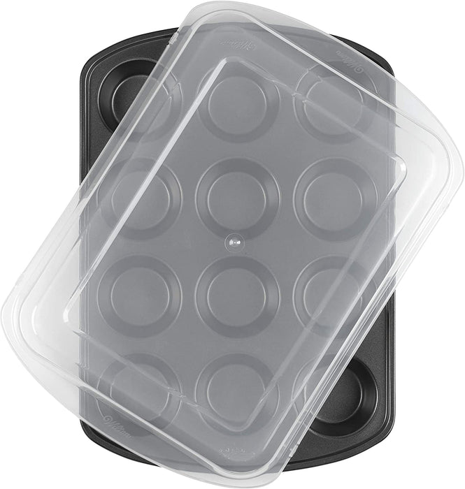 Perfect Results Premium Non-Stick Bakeware Cupcake Pan with Tall Lid, 12-Cup