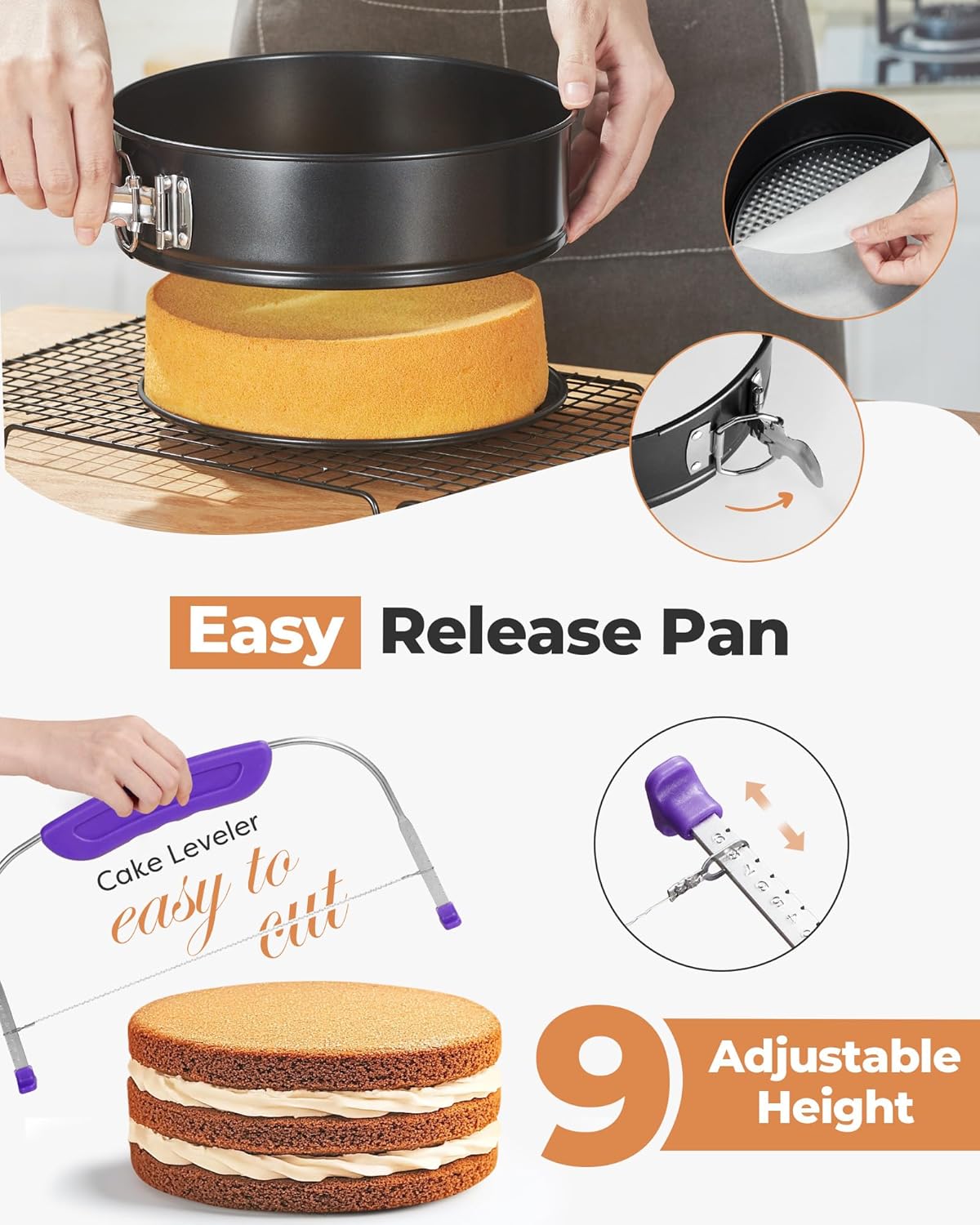 Kootek 700pcs Cake Decorating Kit, Baking Supplies with Springform Pans, Cake Turntable for Decorating, Piping Tips Set, Pastry Bags