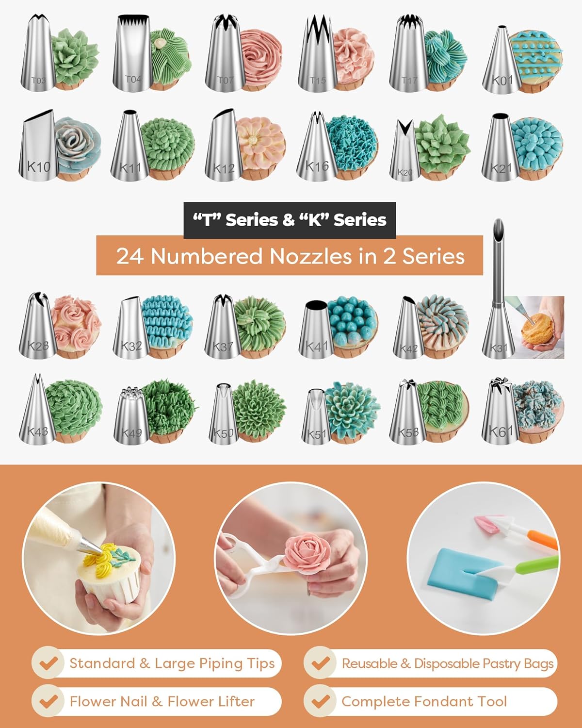 Kootek 700pcs Cake Decorating Kit, Baking Supplies with Springform Pans, Cake Turntable for Decorating, Piping Tips Set, Pastry Bags