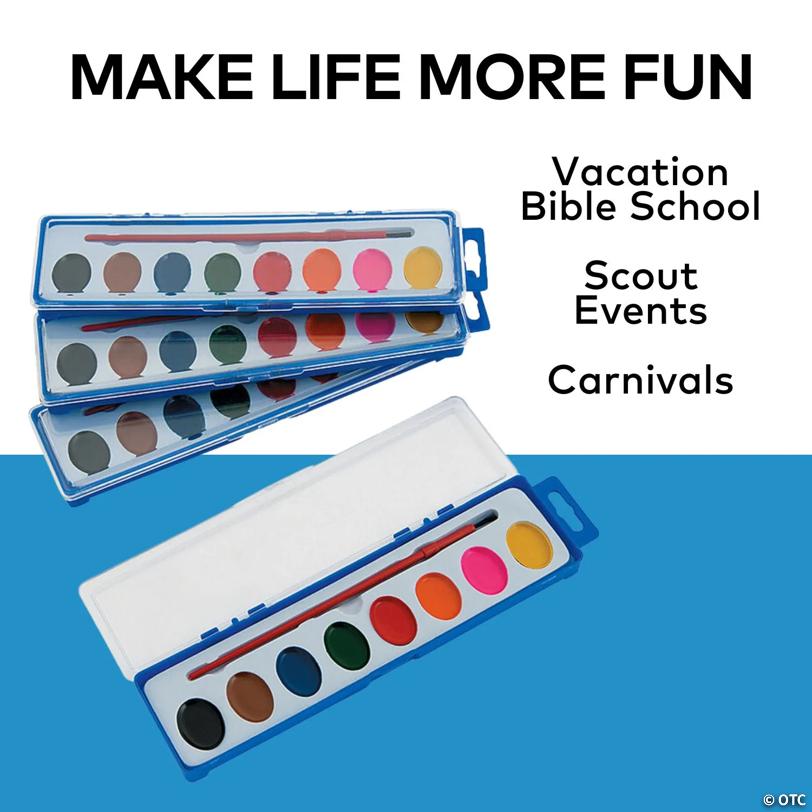 Bulk 100 Pc. Assorted Colors Watercolor Paint Tray Classpack - 8 Colors pet set