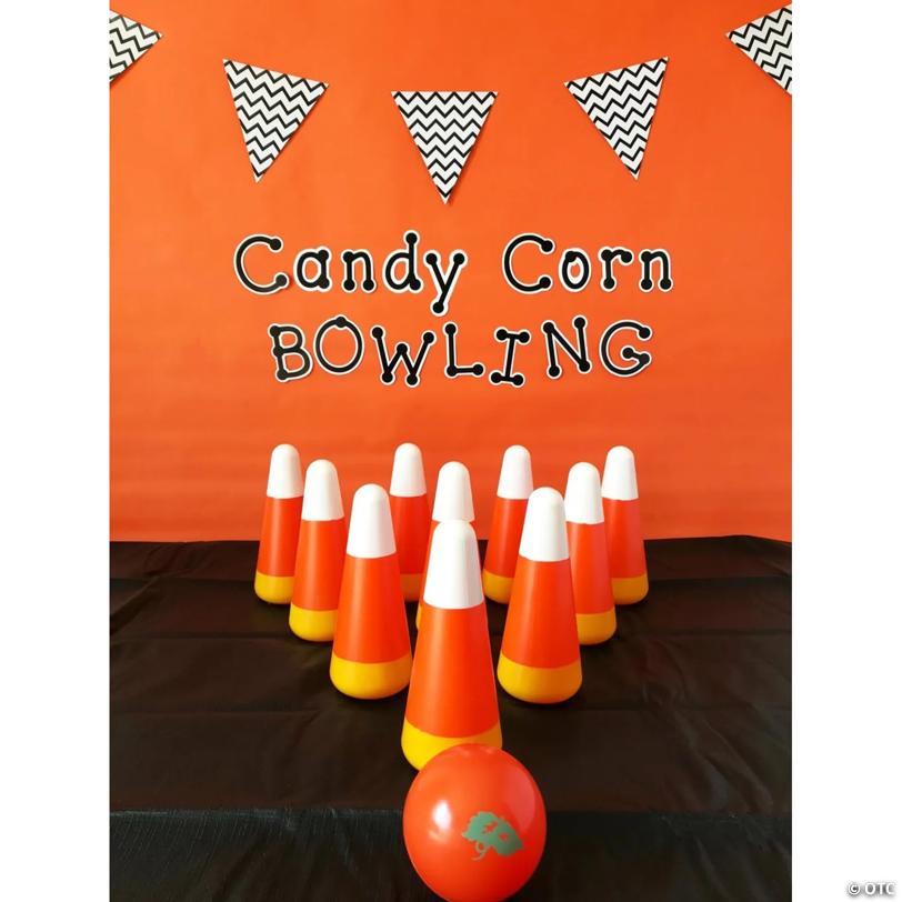 8 1/2" Fall-Themed Candy Corn Plastic Bowling Game Set - 7 Pc.