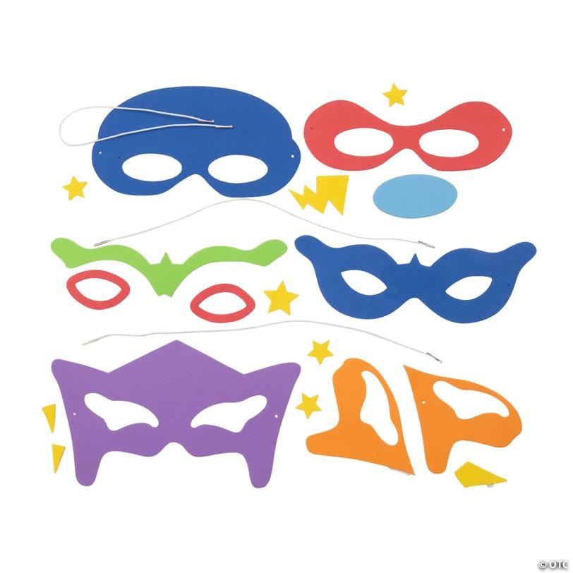 8 1/2" Multicolored Superhero Mask Foam Craft Kit - Makes 12
