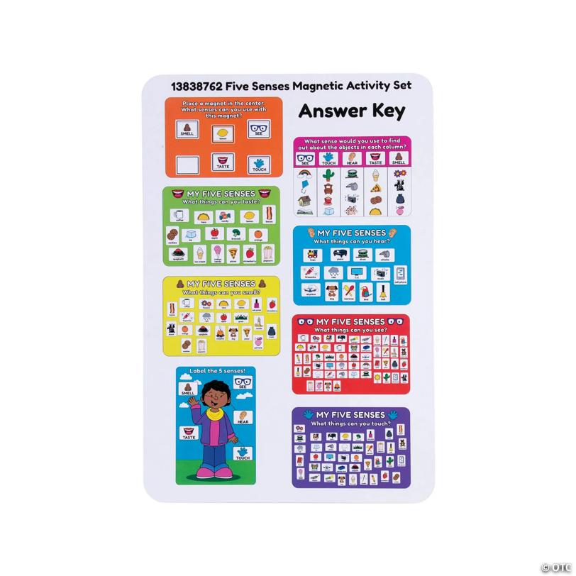 8 1/2" x 12 1/2" Five Senses Magnetic Activity Mats & Magnets Set - 63 Pc.