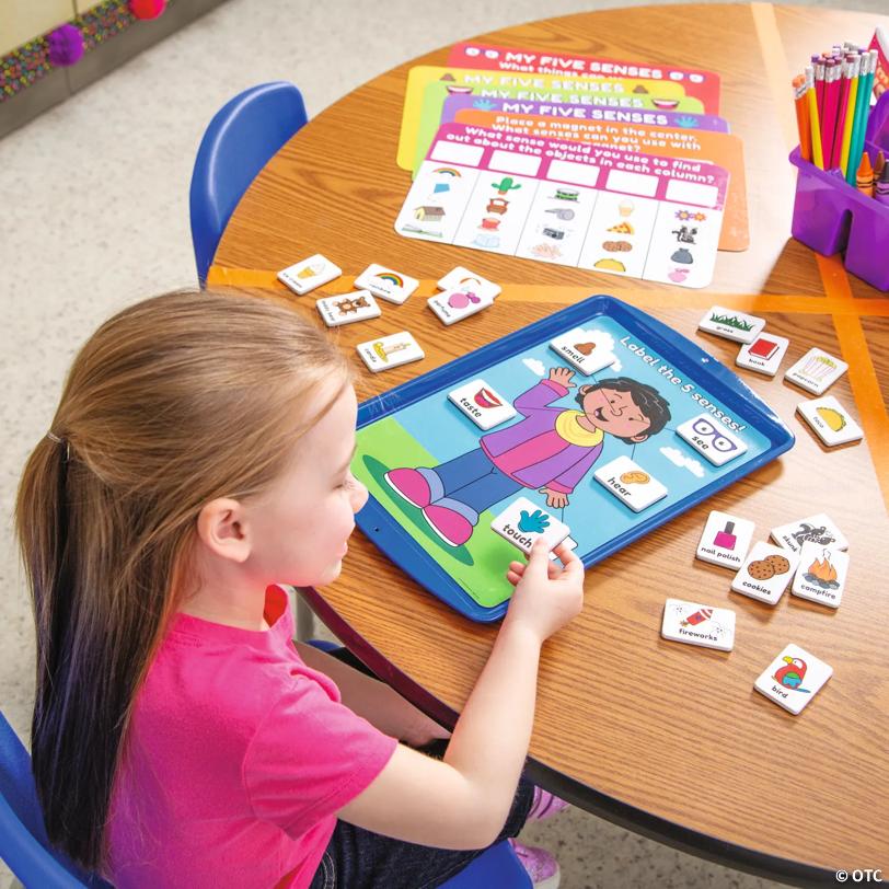8 1/2" x 12 1/2" Five Senses Magnetic Activity Mats & Magnets Set - 63 Pc.
