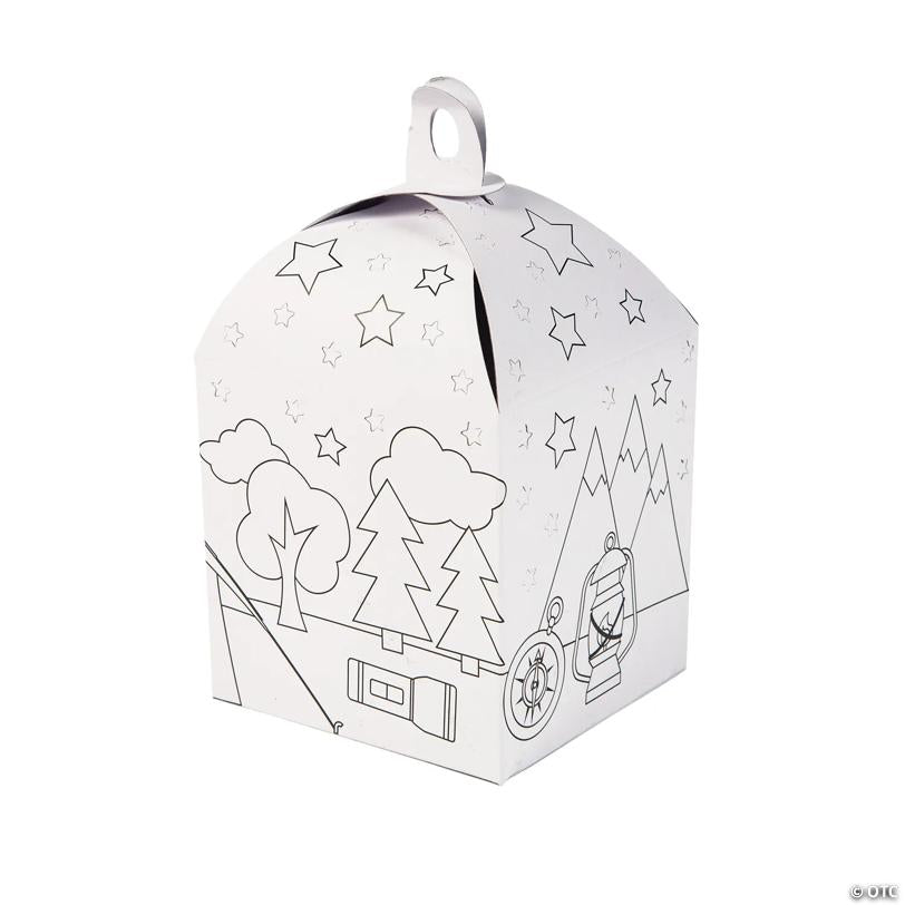8" Color Your Own Camp-Themed Cardstock Luminaries with Tea Lights - 12 Pc.