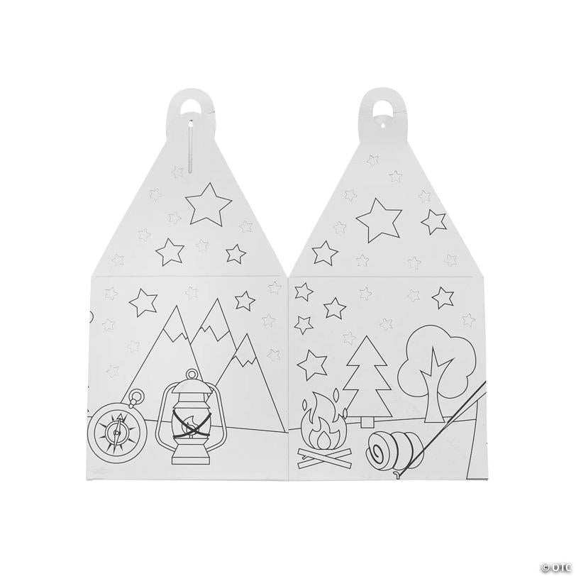 8" Color Your Own Camp-Themed Cardstock Luminaries with Tea Lights - 12 Pc.