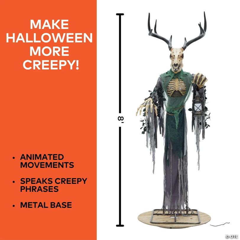 8 Ft. 2" Animated Skeleton Forest Creature with Horns Halloween Decoration - image 2