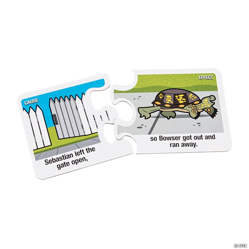 8" x 4" Cause & Effect Cardboard Self-Checking Puzzles - Set of 25