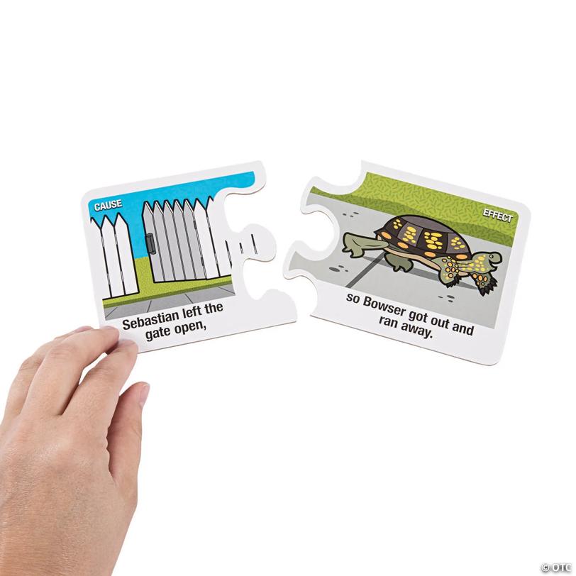 8" x 4" Cause & Effect Cardboard Self-Checking Puzzles - Set of 25
