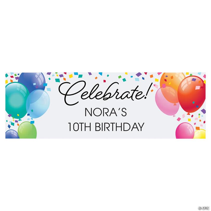 90" x 29" Personalized Celebrate Balloon Banner - Large