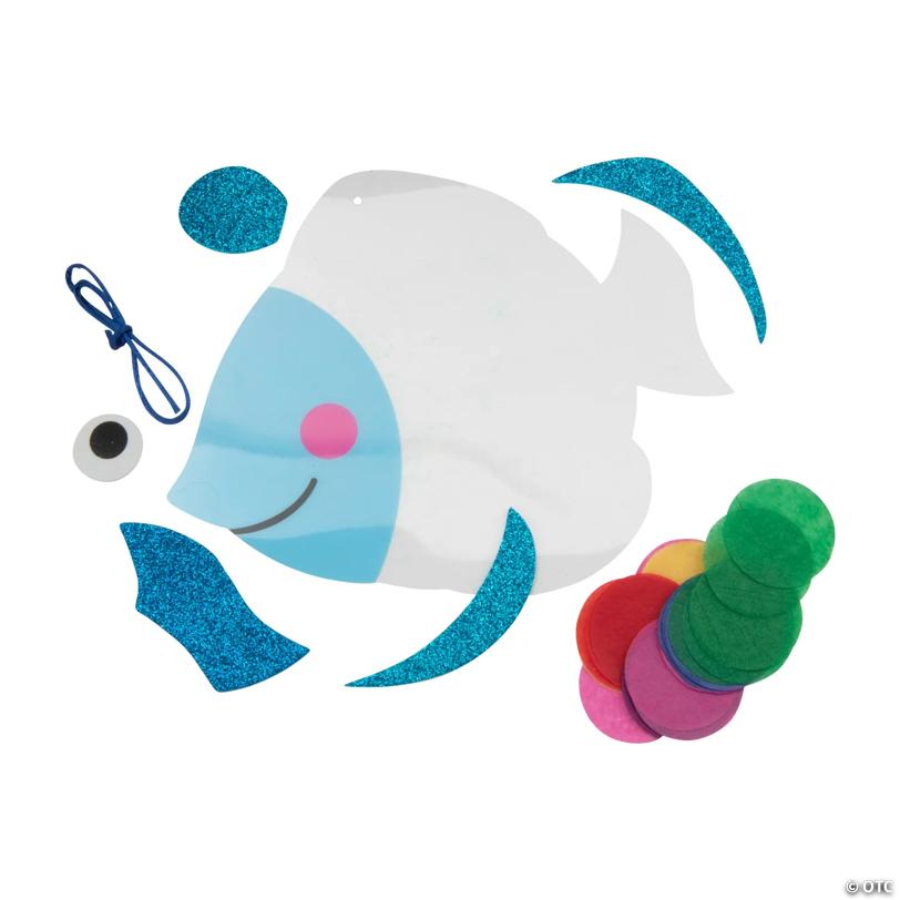 9 3/4" x 8 1/4" Bright Dot Fish Glitter Sign Craft Kit - Makes 12