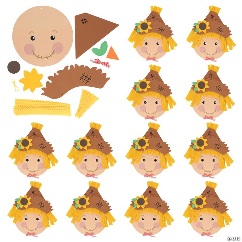 9" Paper Plate Fall Scarecrow Hanging Sign Craft Kit - Makes 12