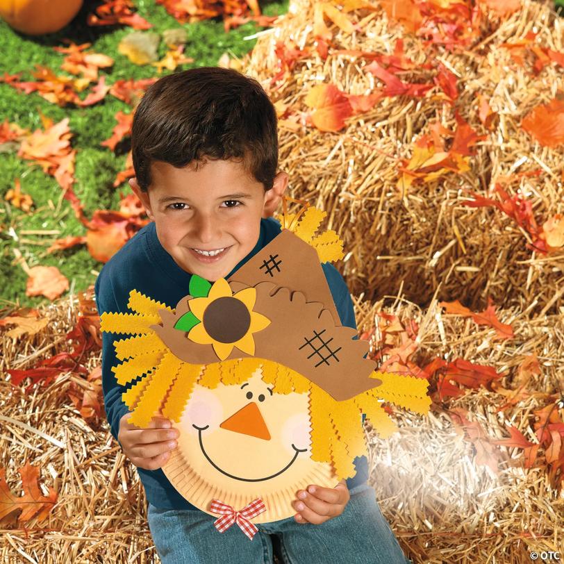 9" Paper Plate Fall Scarecrow Hanging Sign Craft Kit - Makes 12