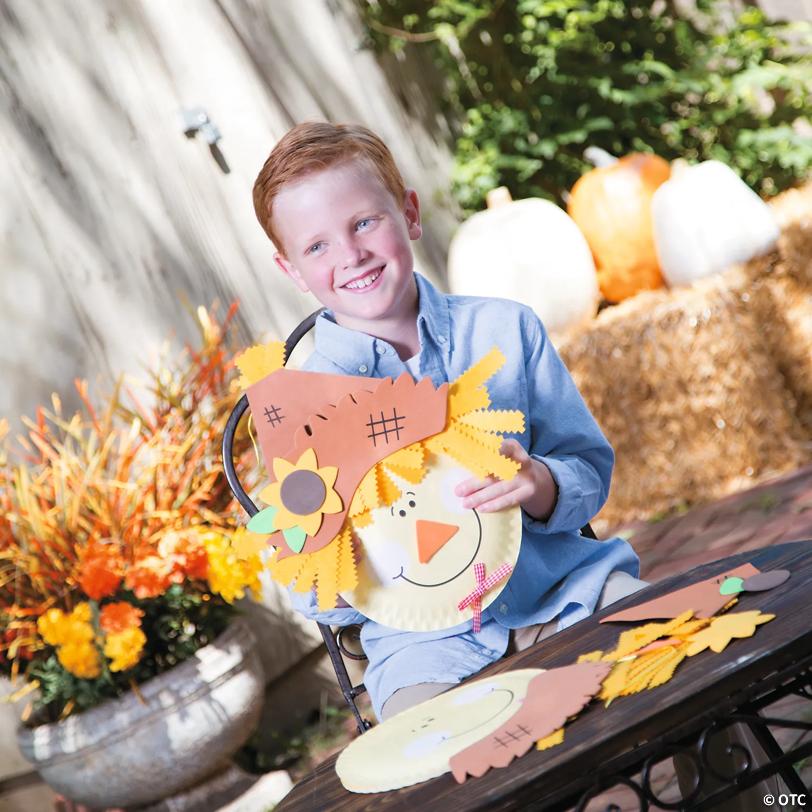 9" Paper Plate Fall Scarecrow Hanging Sign Craft Kit - Makes 12