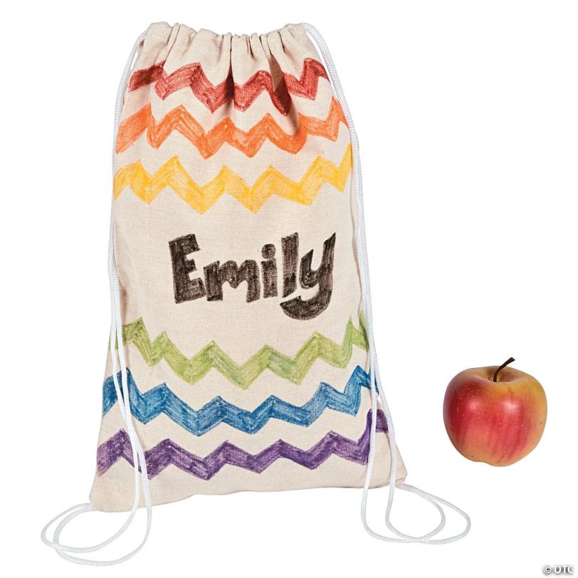 9" x 13 1/2" Bulk 48 Pc. DIY Medium Canvas Drawstring Bags