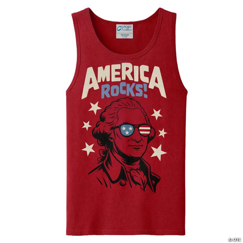 Adults America Rocks Red Tank Top