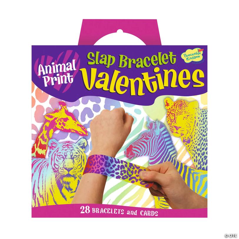 Animal Print Slap Bracelets Set of 28 Valentines