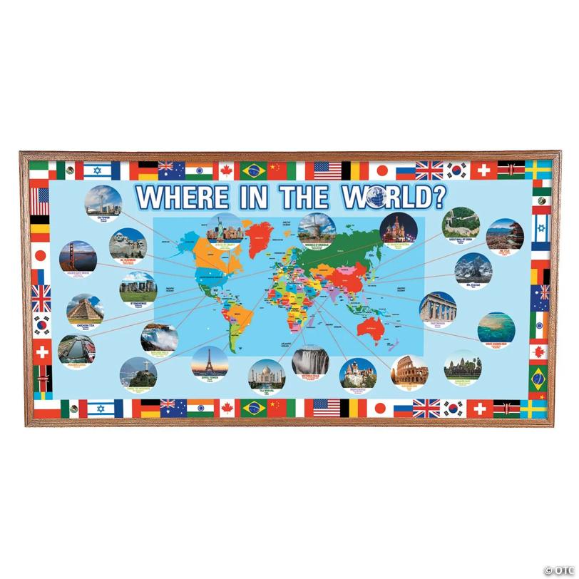 Around the World Cardstock Bulletin Board Decorating Set - 63 Pc.