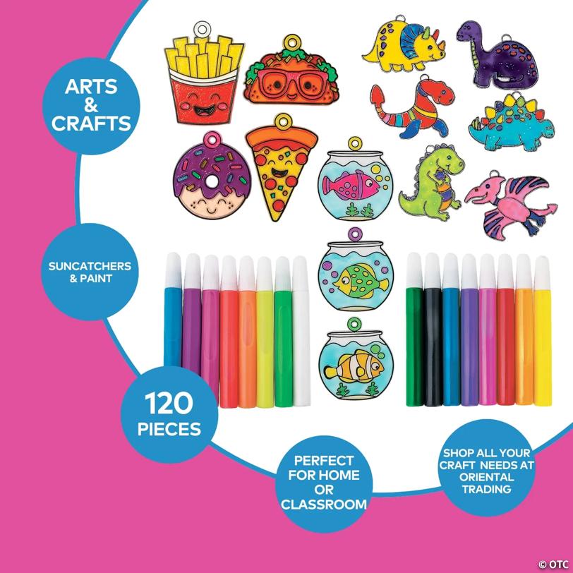 Bulk 120 Pc. Suncatcher & Paints Boredom Buster Coloring Activity Kit