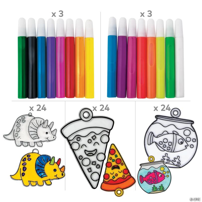 Bulk 120 Pc. Suncatcher & Paints Boredom Buster Coloring Activity Kit
