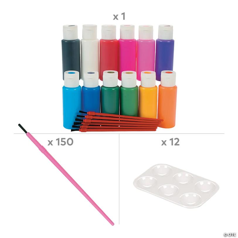 Bulk 180 Pc. Suncatcher Paint, Paintbrushes & Classroom Supply Kit