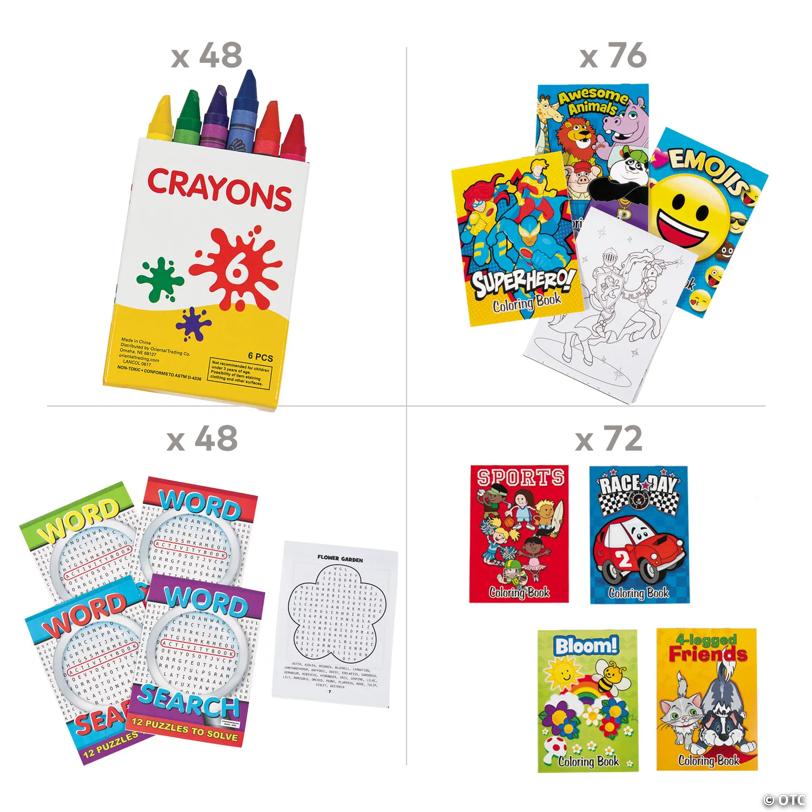 Bulk 216 Pc. Coloring & Activity Book Assortment with Crayons
